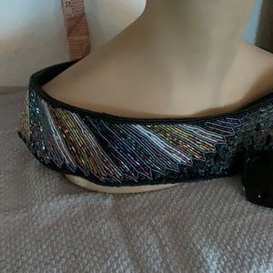 Belt  vintage beautiful beaded wide Velcro close